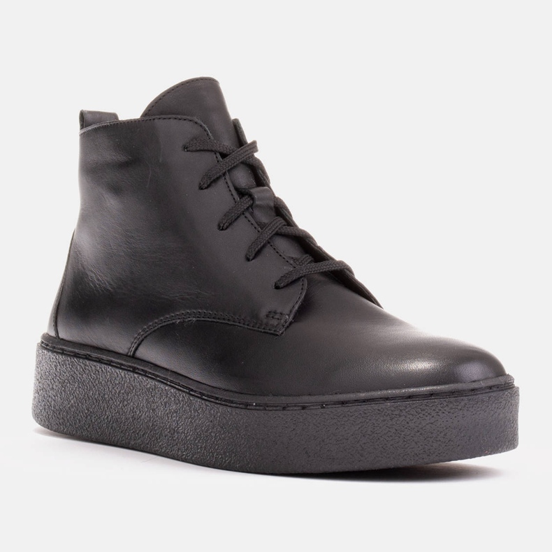 Marco Shoes Botas bajas con cordones de piel suave negro 1 Marco Shoes Botas bajas con cordones de piel suave negro 1