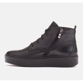 Marco Shoes Botas bajas con cordones de piel suave negro 3
