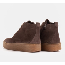 Marco Shoes Botas bajas con cordones de piel suave marrón 5