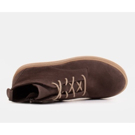 Marco Shoes Botas bajas con cordones de piel suave marrón 4