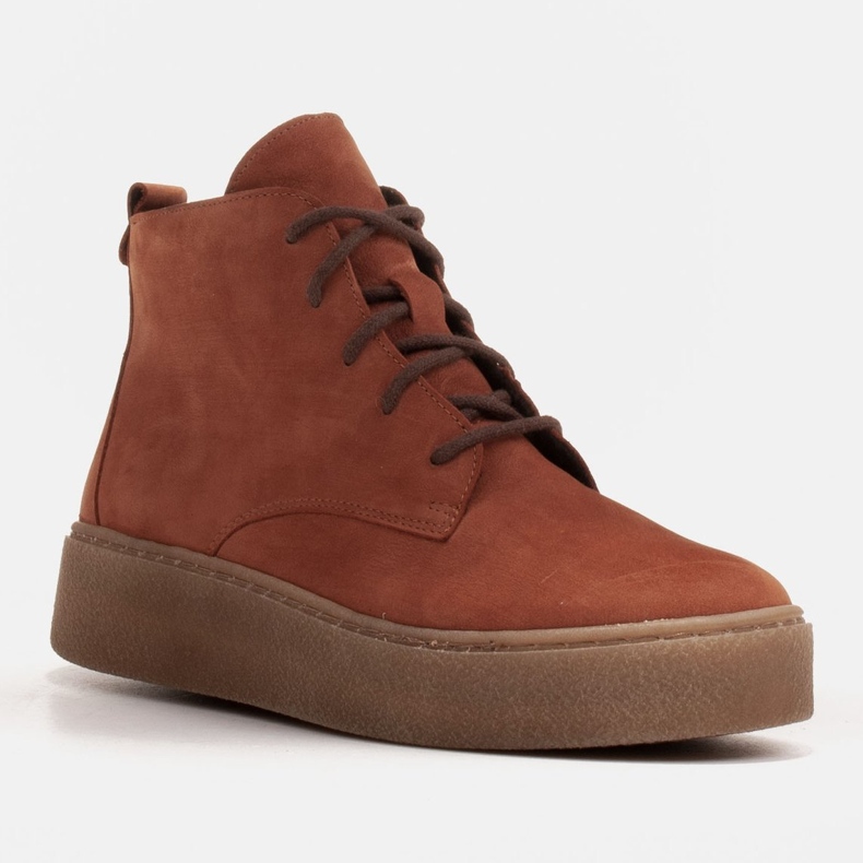 Marco Shoes Botas bajas con cordones de piel suave naranja 1