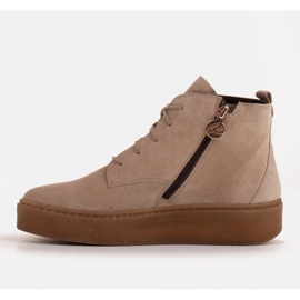 Marco Shoes Botas bajas con cordones de piel suave beige 3