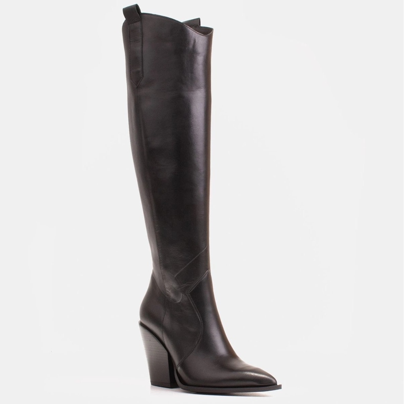 Marco Shoes Botas altas para mujer, botas vaqueras de piel auténtica. negro 1 Marco Shoes Botas altas para mujer, botas vaqueras de piel auténtica. negro 1