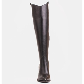 Marco Shoes Botas altas para mujer, botas vaqueras de piel auténtica. negro 2