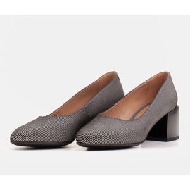 Marco Shoes Zapatos de salón para mujer hechos de piel suave natural con rayas plateadas negro 3