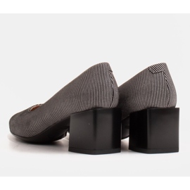 Marco Shoes Zapatos de salón para mujer hechos de piel suave natural con rayas plateadas negro 5