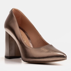 Marco Shoes Salones marrones de mujer en piel natural metalizada marrón 1