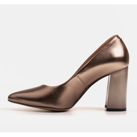 Marco Shoes Salones marrones de mujer en piel natural metalizada marrón 3
