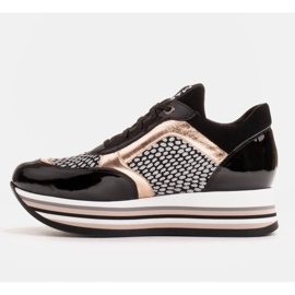 Marco Shoes Zapatillas ligeras sobre suela gruesa de piel natural negro 3