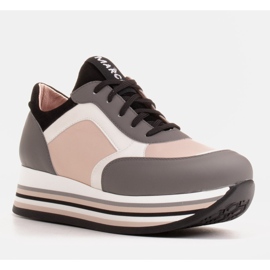 Marco Shoes Zapatillas ligeras sobre suela gruesa de piel natural gris 1