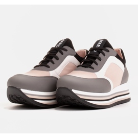 Marco Shoes Zapatillas ligeras sobre suela gruesa de piel natural gris 4