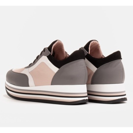 Marco Shoes Zapatillas ligeras sobre suela gruesa de piel natural gris 5