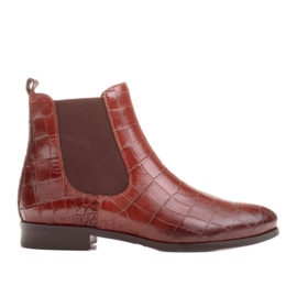 Marco Shoes Botines planos de piel con goma elástica en la parte superior marrón 1