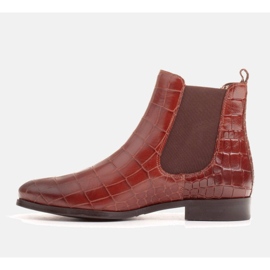 Marco Shoes Botines planos de piel con goma elástica en la parte superior marrón 2