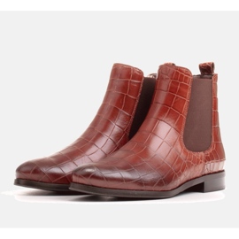Marco Shoes Botines planos de piel con goma elástica en la parte superior marrón 4