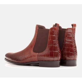 Marco Shoes Botines planos de piel con goma elástica en la parte superior marrón 5