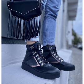Marco Shoes Botines deportivos de piel con ribete negro 7