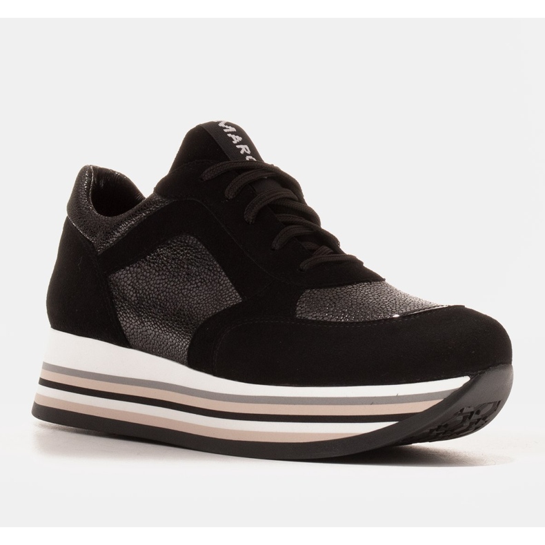 Marco Shoes Zapatillas ligeras sobre suela gruesa de piel natural negro 1