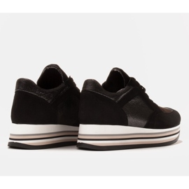 Marco Shoes Zapatillas ligeras sobre suela gruesa de piel natural negro 6