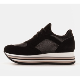 Marco Shoes Zapatillas ligeras sobre suela gruesa de piel natural negro 4