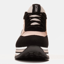 Marco Shoes Zapatillas ligeras sobre suela gruesa de piel natural negro rosado 1
