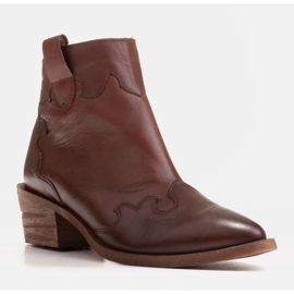 Marco Shoes Bota cowboy marrón piel flor natural sin aislante 2
