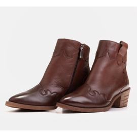 Marco Shoes Bota cowboy marrón piel flor natural sin aislante 5