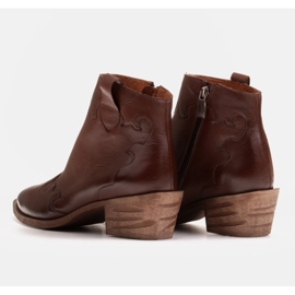 Marco Shoes Bota cowboy marrón piel flor natural sin aislante 6