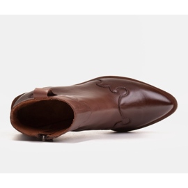 Marco Shoes Bota cowboy marrón piel flor natural sin aislante 4