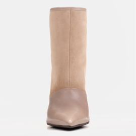Marco Shoes Botas de mujer de tacón alto en combinación de piel y ante beige 1