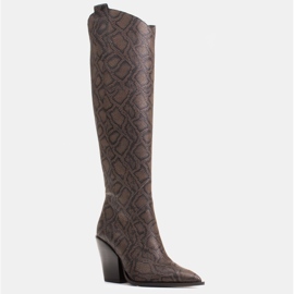 Marco Shoes Botas altas para mujer, botas vaqueras de piel auténtica. marrón 1 Marco Shoes Botas altas para mujer, botas vaqueras de piel auténtica. marrón 1