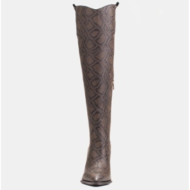 Marco Shoes Botas altas para mujer, botas vaqueras de piel auténtica. marrón 2