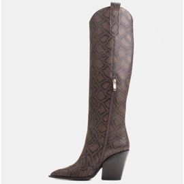 Marco Shoes Botas altas para mujer, botas vaqueras de piel auténtica. marrón 6