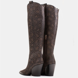 Marco Shoes Botas altas para mujer, botas vaqueras de piel auténtica. marrón 4