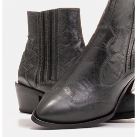 Marco Shoes Bota cowboy gris fabricada en piel flor sin aislante 4