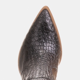 Marco Shoes Botas altas para mujer, botas vaqueras, estampado croco negro 7