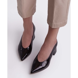 Marco Shoes Zapatos de tacón de mujer negros elegantes hechos de laca 4