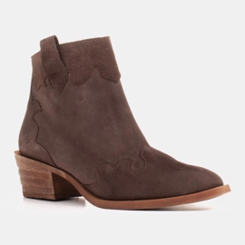 Marco Shoes Botas de vaquero marrón hechas de piel de gamuza genuina sin aislamiento 1