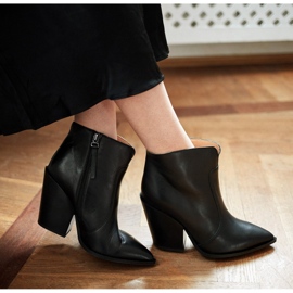 Marco Shoes Bota cowboy de mujer fabricada en piel natural negro 8