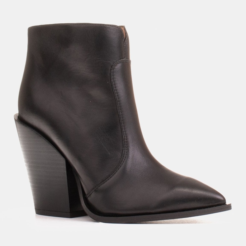 Marco Shoes Bota cowboy de mujer fabricada en piel natural negro 1