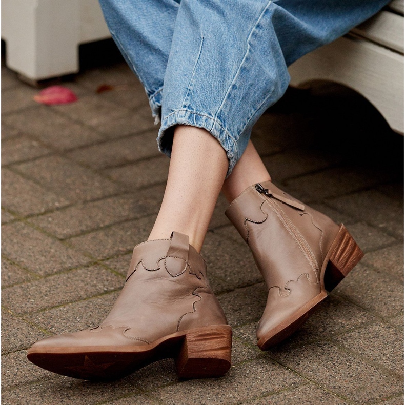 Marco Shoes Botas beige de piel flor natural sin aislante 1