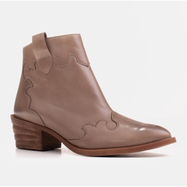 Marco Shoes Botas beige de piel flor natural sin aislante 2