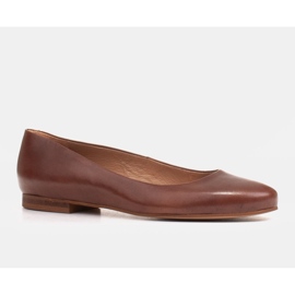 Marco Shoes Bailarinas de piel flor marrón, pulidas a mano 1