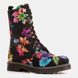 Marco Shoes Botines altos, botines de piel nobuck con estampado floral negro multicolor 2