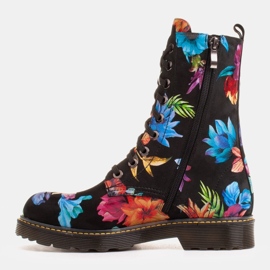 Marco Shoes Botines altos, botines de piel nobuck con estampado floral negro multicolor 3