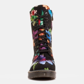 Marco Shoes Botines altos, botines de piel nobuck con estampado floral negro multicolor 4