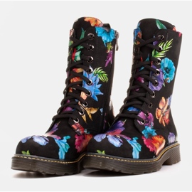 Marco Shoes Botines altos, botines de piel nobuck con estampado floral negro multicolor 5