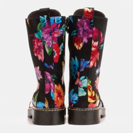 Marco Shoes Botines altos, botines de piel nobuck con estampado floral negro multicolor 8