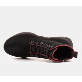 Marco Shoes Botas deportivas de mujer nobuck con inserciones rojas negro 4