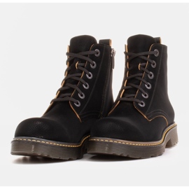 Marco Shoes Botines altos, botas atadas a suela translúcida negro 7